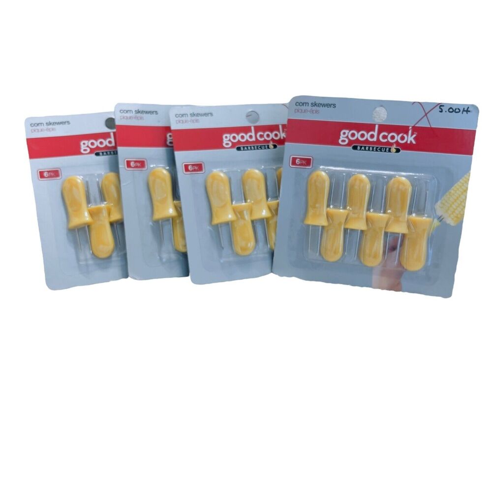 Good Cook Barbecue 6 Pack Yellow Corn Skewers #4 pks Total NEW‎ Sealed Grilling
